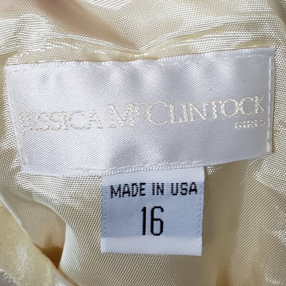 Jessica McClintock Pale Yellow Girls Dress Size 16 - Picture 9 of 12